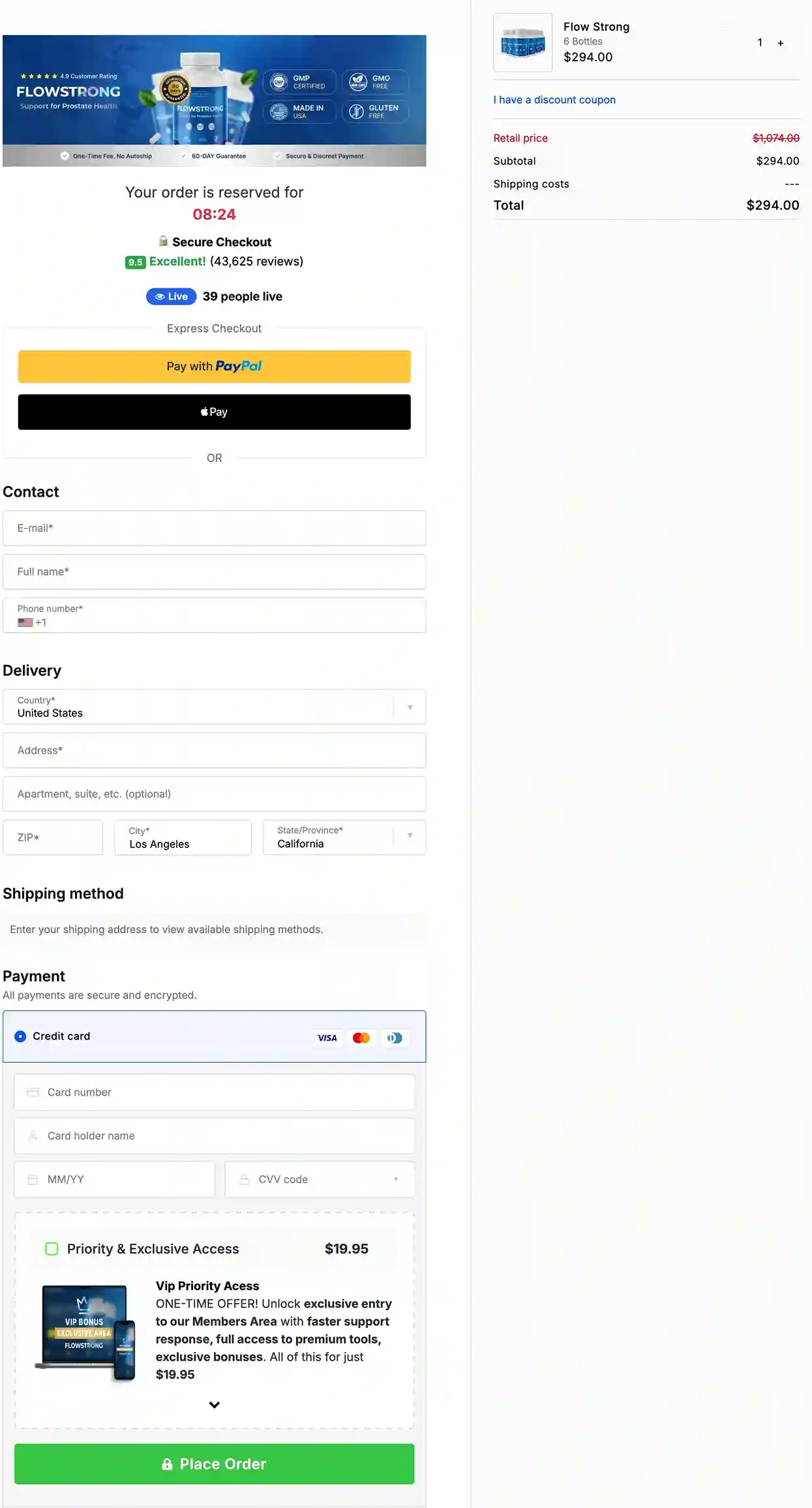 FlowStrong Secure Payment – All Major Cards, SSL Encrypted, Discreet Checkout